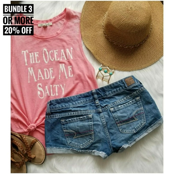 American Eagle Outfitters Pants - [AEO]❤EUC❤DENIM shorts-Med/light-wash Cuffed